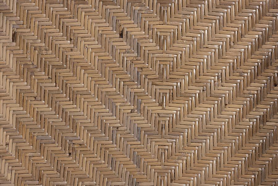 Kyoto Modern Bohemian Natural Brown Rattan 2-Piece Dining Chair Set FredCo