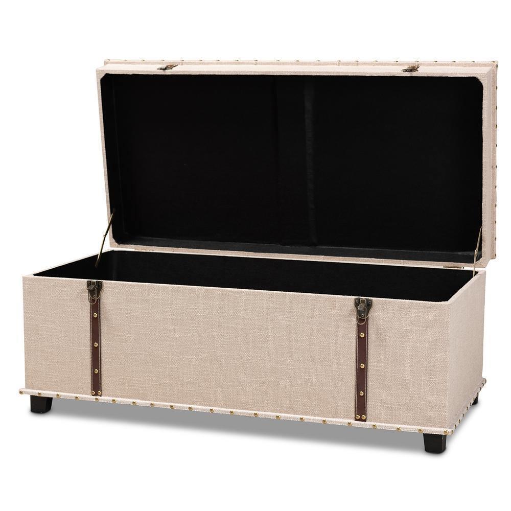 Kyra Modern and Contemporary Beige Fabric Upholstered Storage Trunk Ottoman FredCo