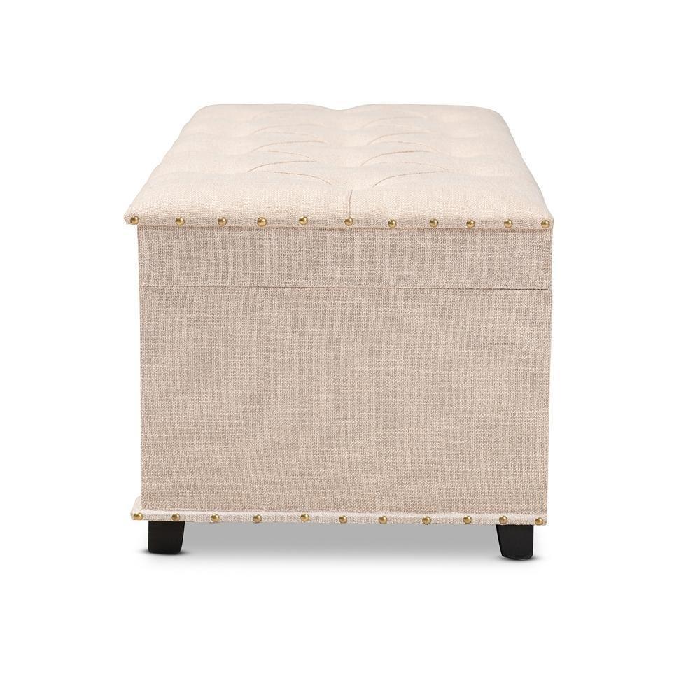 Kyra Modern and Contemporary Beige Fabric Upholstered Storage Trunk Ottoman FredCo