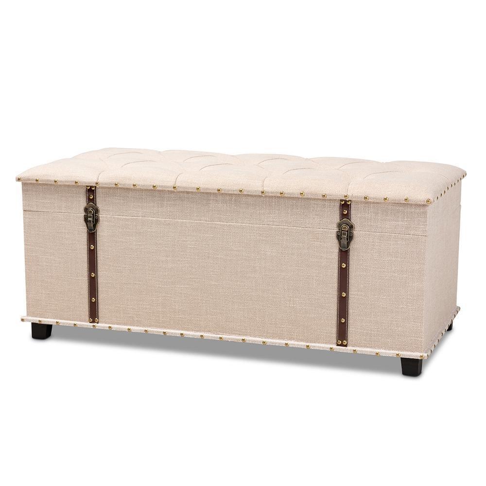 Kyra Modern and Contemporary Beige Fabric Upholstered Storage Trunk Ottoman FredCo