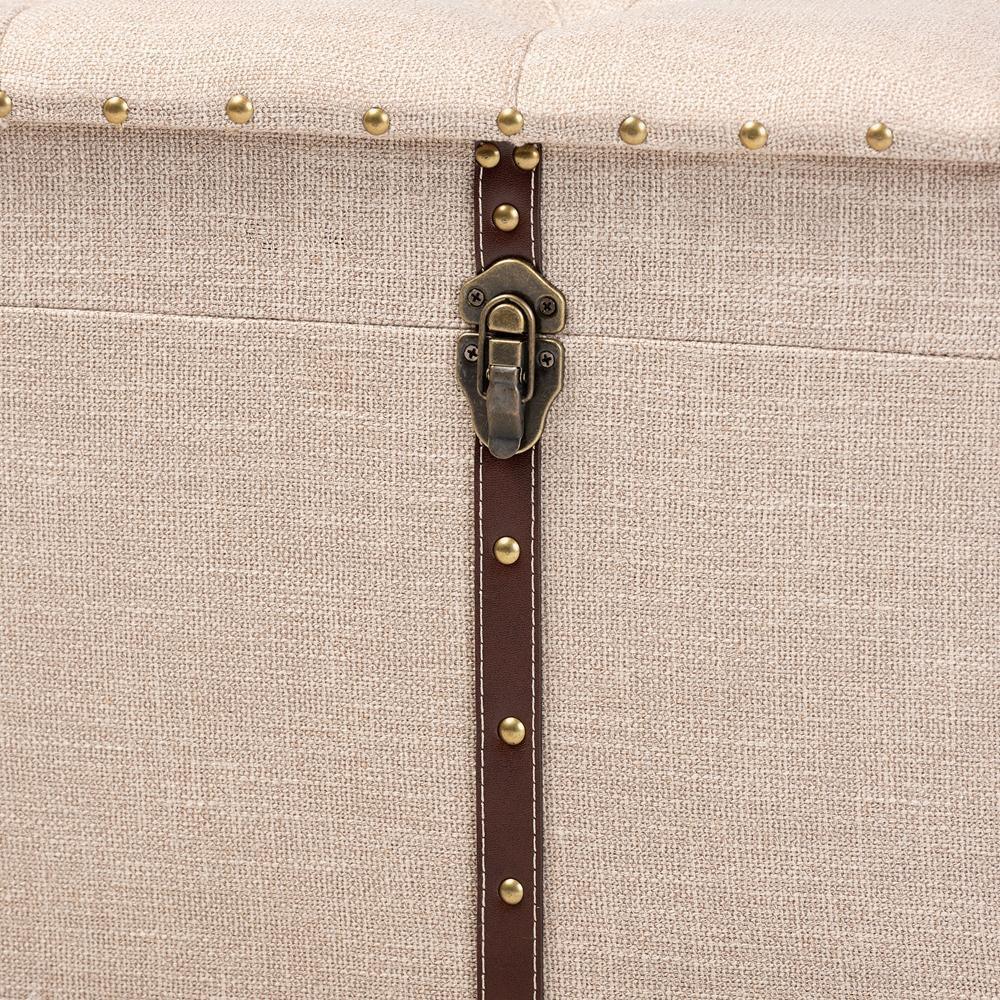 Kyra Modern and Contemporary Beige Fabric Upholstered Storage Trunk Ottoman FredCo