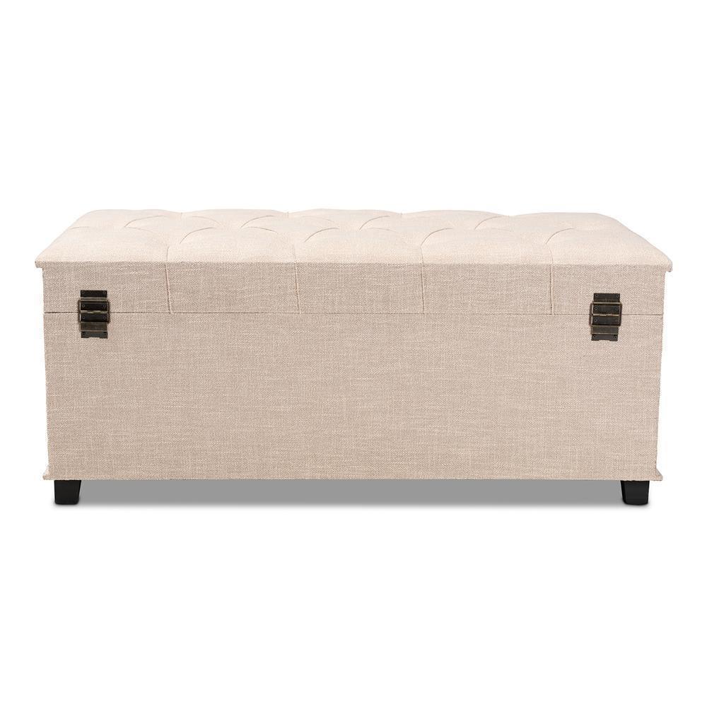 Kyra Modern and Contemporary Beige Fabric Upholstered Storage Trunk Ottoman FredCo