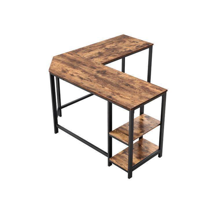 L-Shaped Computer Desk Rustic Brown FredCo