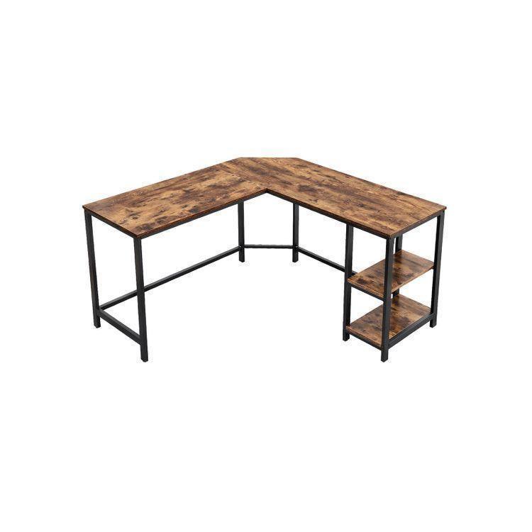L-Shaped Computer Desk Rustic Brown FredCo