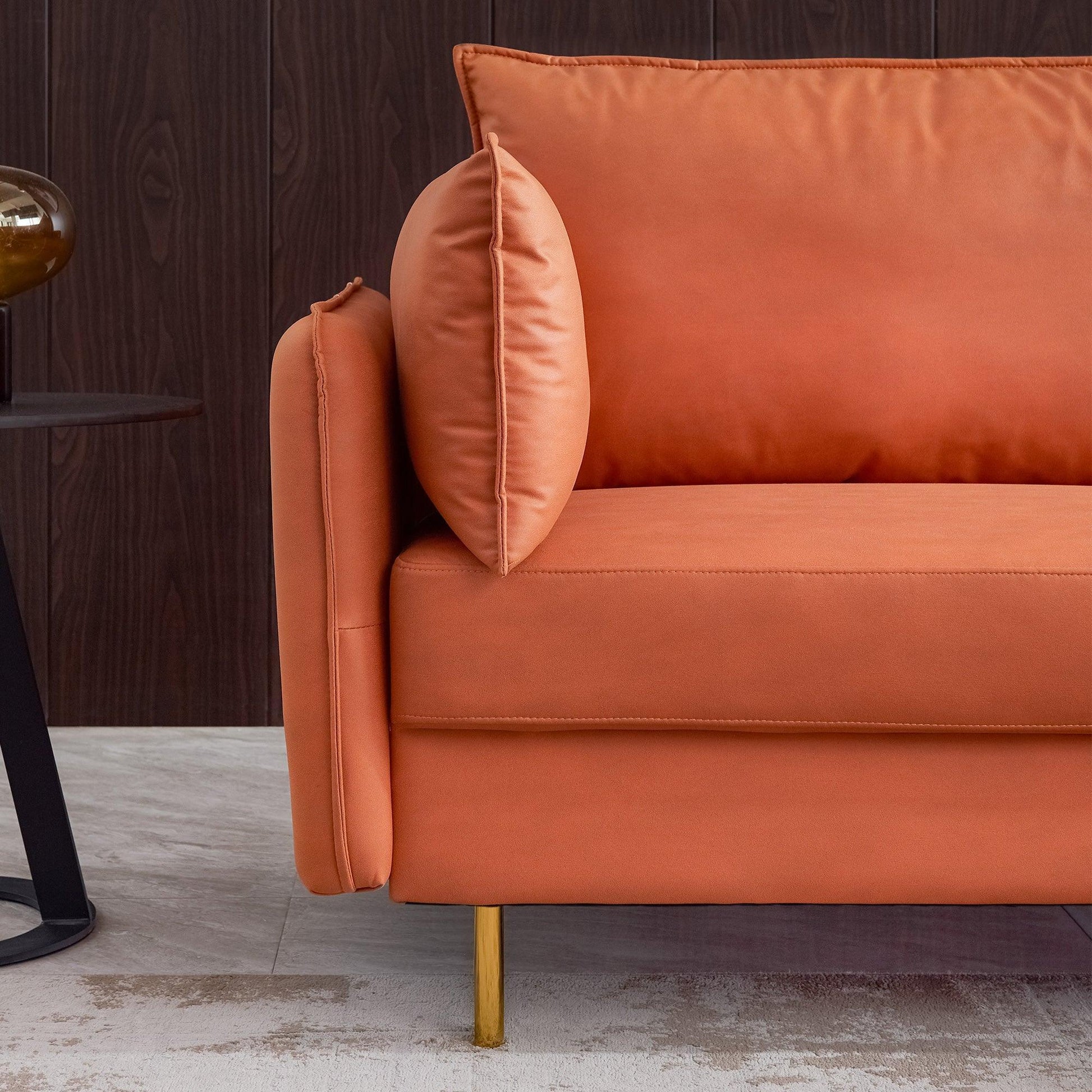 L-shaped Corner Sectional Technical leather Sofa-Orange, 102*102'' FredCo
