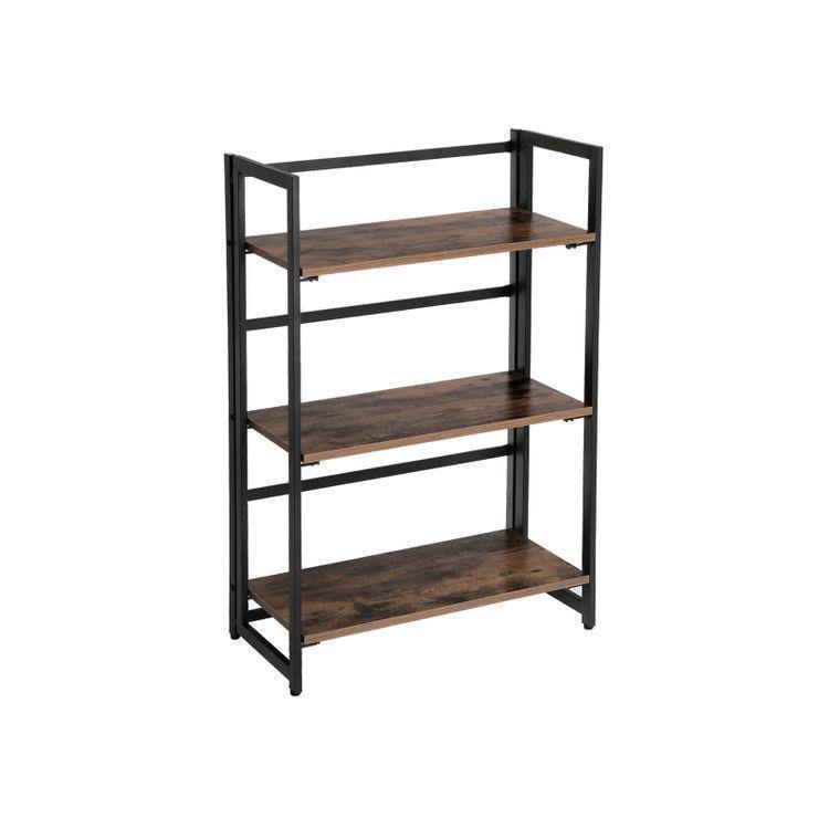 Ladder Shelf Bookcase Rustic Brown FredCo