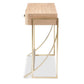 Lafoy Modern and Contemporary Natural Brown Finished Wood and Gold Finished 2-Drawer Console Table FredCo
