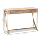 Lafoy Modern and Contemporary Natural Brown Finished Wood and Gold Finished 2-Drawer Console Table FredCo