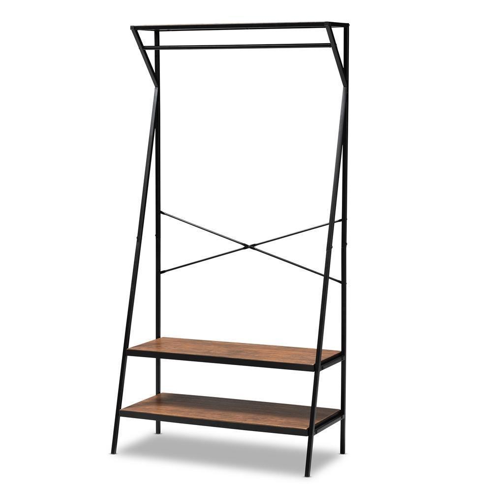 Laima Vintage Rustic Industrial Distressed Wood and Black Metal Finished Entryway Coat Hanger FredCo