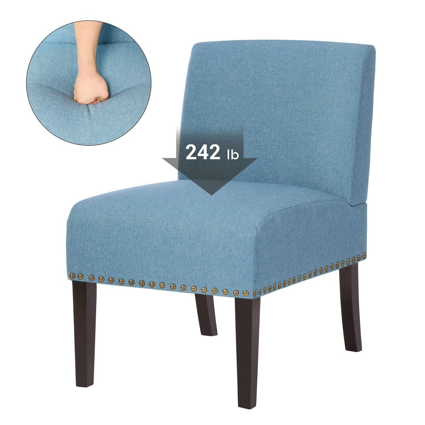 Lake Blue Slipper Chair with Solid Wood Feet FredCo