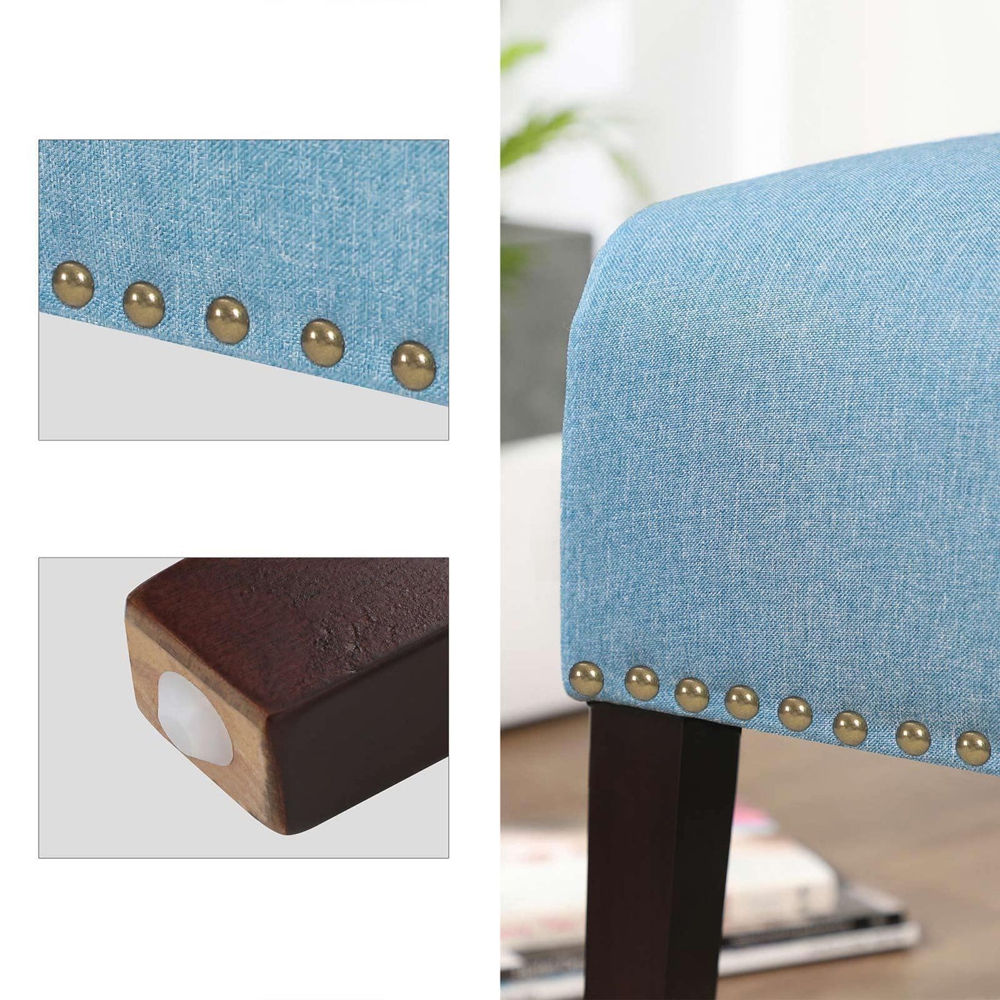 Lake Blue Slipper Chair with Solid Wood Feet FredCo
