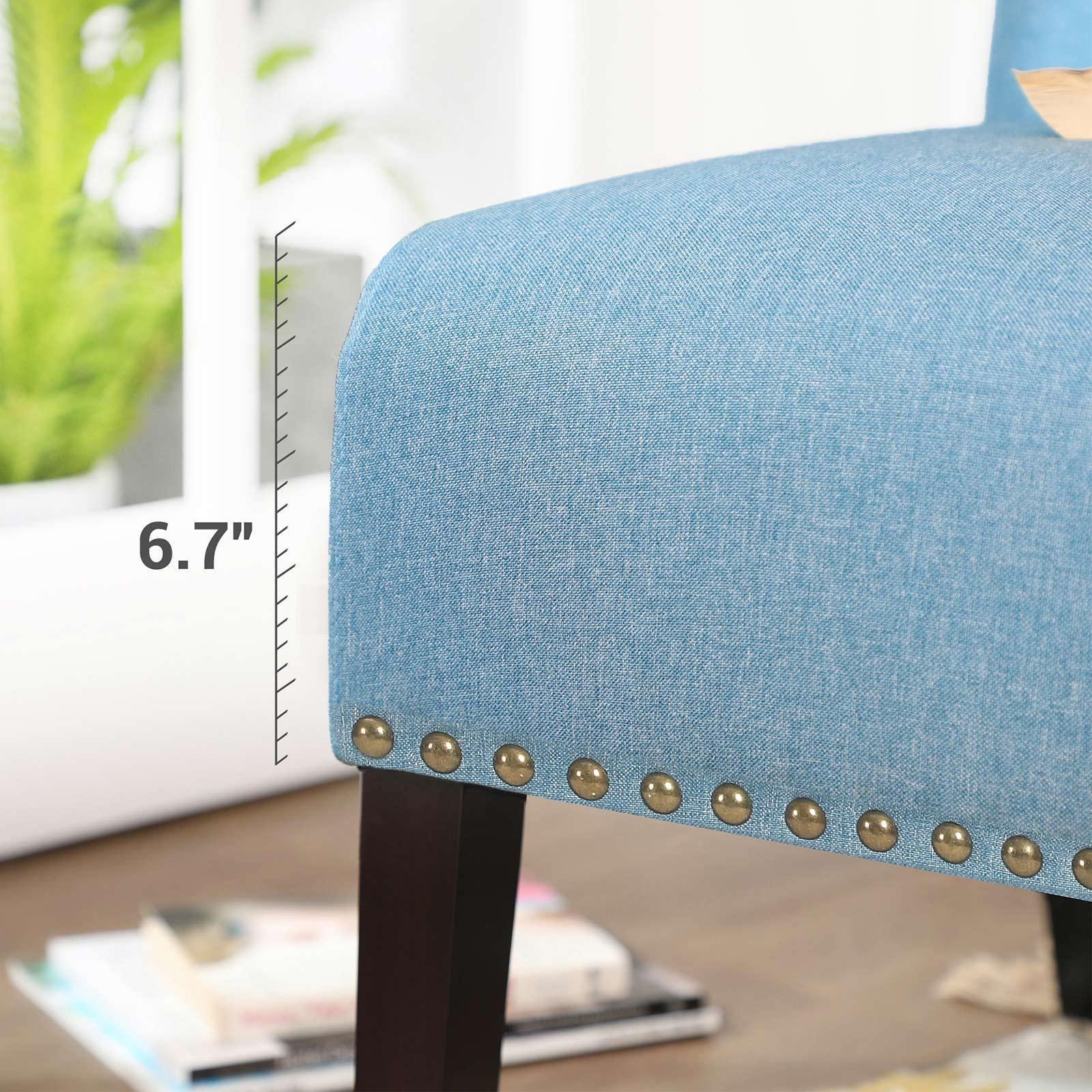 Lake Blue Slipper Chair with Solid Wood Feet FredCo