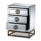 Laken Contemporary Glam and Luxe Mirrored and Antique Bronze Finished 3-Drawer Nightstand FredCo