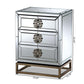 Laken Contemporary Glam and Luxe Mirrored and Antique Bronze Finished 3-Drawer Nightstand FredCo