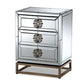 Laken Contemporary Glam and Luxe Mirrored and Antique Bronze Finished 3-Drawer Nightstand FredCo
