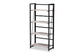 Lakota Modern Industrial Light Grey Finished Wood and Black Metal 4-Tier Display Shelf FredCo
