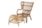 Lamaria Modern Bohmenian Natural Brown Antique Rattan 2-Piece Chair and Footstool Set FredCo