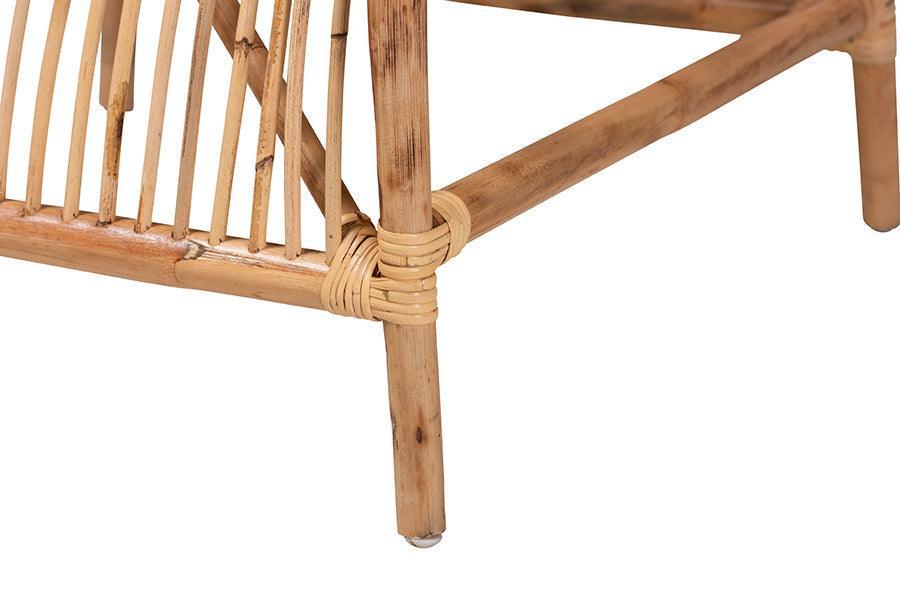 Lamaria Modern Bohmenian Natural Brown Antique Rattan 2-Piece Chair and Footstool Set FredCo