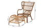 Lamaria Modern Bohmenian Natural Brown Antique Rattan 2-Piece Chair and Footstool Set FredCo