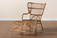 Lamaria Modern Bohmenian Natural Brown Antique Rattan 2-Piece Chair and Footstool Set FredCo