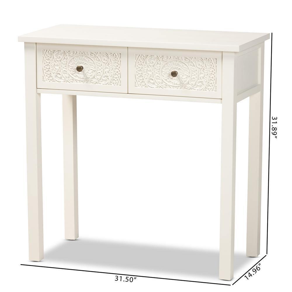 Lambert Classic and Traditional White Finished Wood 2-Drawer Console Table FredCo
