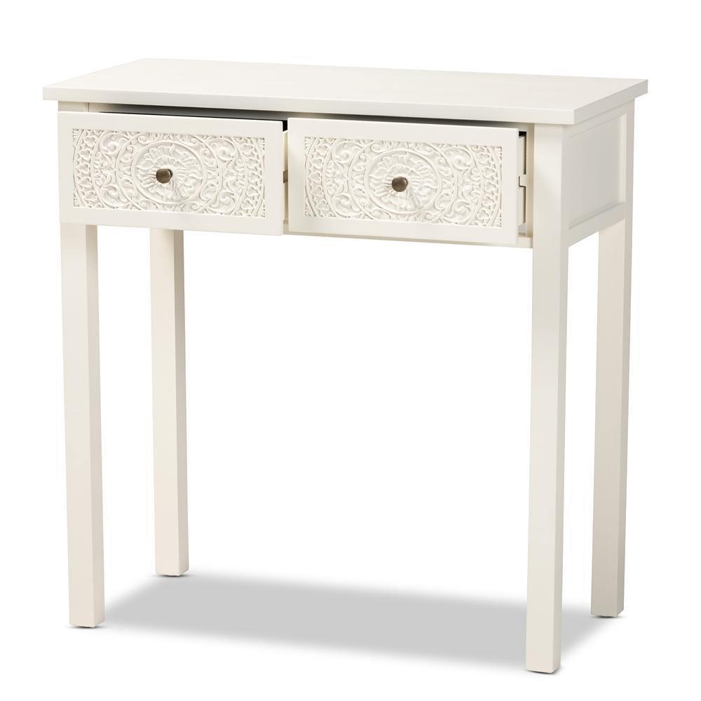 Lambert Classic and Traditional White Finished Wood 2-Drawer Console Table FredCo