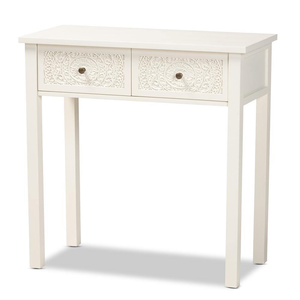 Lambert Classic and Traditional White Finished Wood 2-Drawer Console Table FredCo