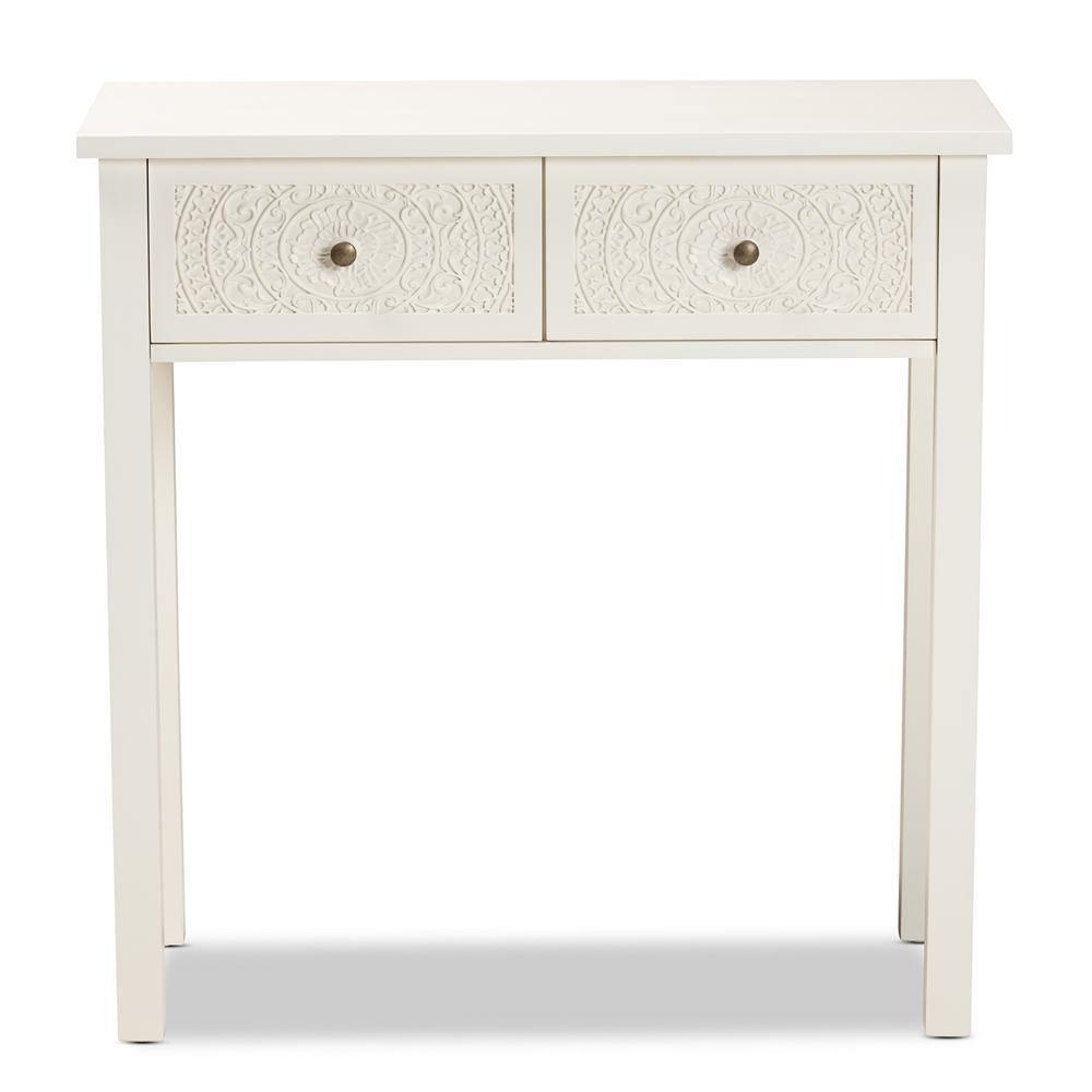 Lambert Classic and Traditional White Finished Wood 2-Drawer Console Table FredCo