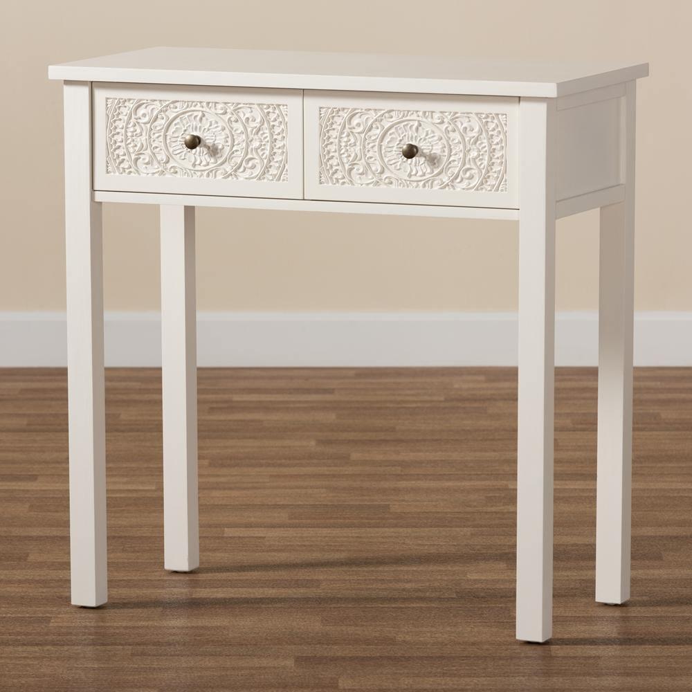 Lambert Classic and Traditional White Finished Wood 2-Drawer Console Table FredCo