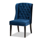 Lamont Modern Contemporary Transitional Navy Blue Velvet Fabric Upholstered and Dark Brown Finished Wood Wingback Dining Chair FredCo