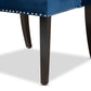 Lamont Modern Contemporary Transitional Navy Blue Velvet Fabric Upholstered and Dark Brown Finished Wood Wingback Dining Chair FredCo