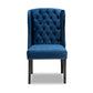Lamont Modern Contemporary Transitional Navy Blue Velvet Fabric Upholstered and Dark Brown Finished Wood Wingback Dining Chair FredCo