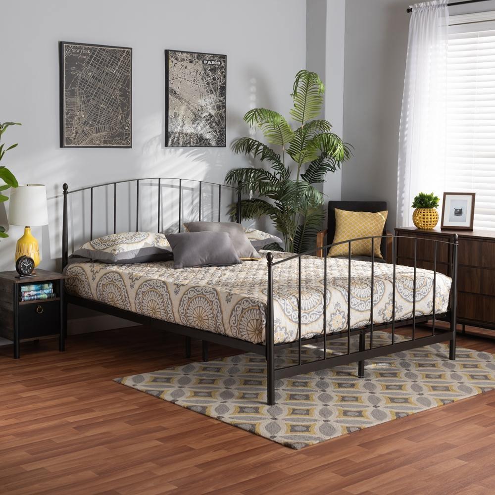 Lana Modern and Contemporary Black Finished Metal Full Size Platform Bed FredCo