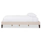 Lancashire Modern and Contemporary Beige Linen Fabric Upholstered Queen Size Bed Frame with Tapered Legs FredCo