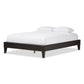 Lancashire Modern and Contemporary Black Faux Leather Upholstered Full Size Bed Frame with Tapered Legs FredCo