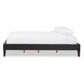 Lancashire Modern and Contemporary Black Faux Leather Upholstered Queen Size Bed Frame with Tapered Legs FredCo