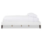 Lancashire Modern and Contemporary White Faux Leather Upholstered Queen Size Bed Frame with Tapered Legs FredCo