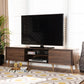 Landen Mid-Century Modern Walnut Brown and Gold Finished Wood TV Stand FredCo