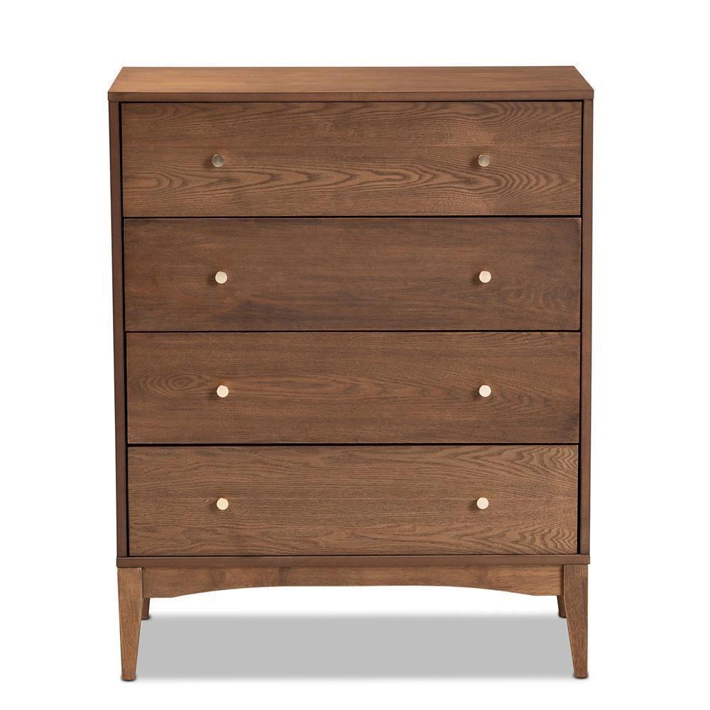 Landis Mid-Century Modern Ash Walnut Finished Wood 4-Drawer Chest FredCo