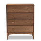 Landis Mid-Century Modern Ash Walnut Finished Wood 4-Drawer Chest FredCo