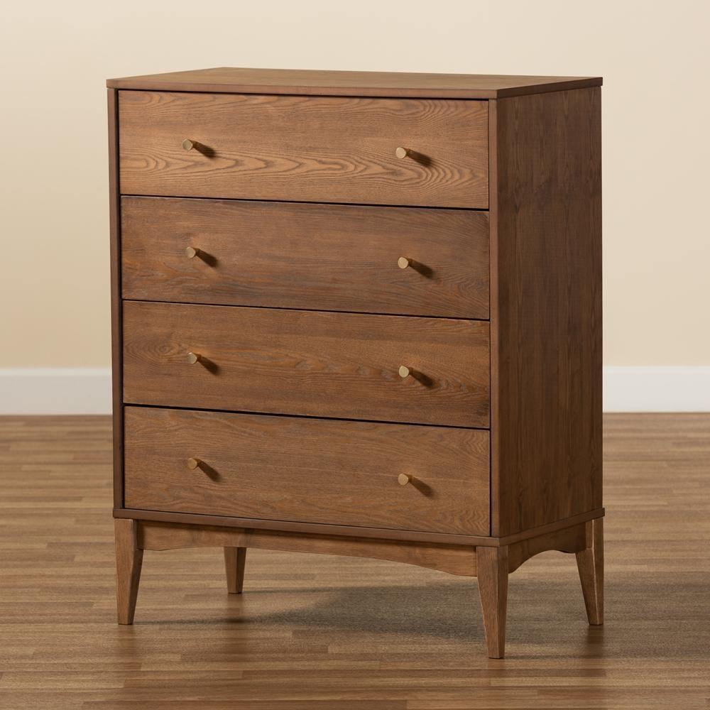 Landis Mid-Century Modern Ash Walnut Finished Wood 4-Drawer Chest FredCo