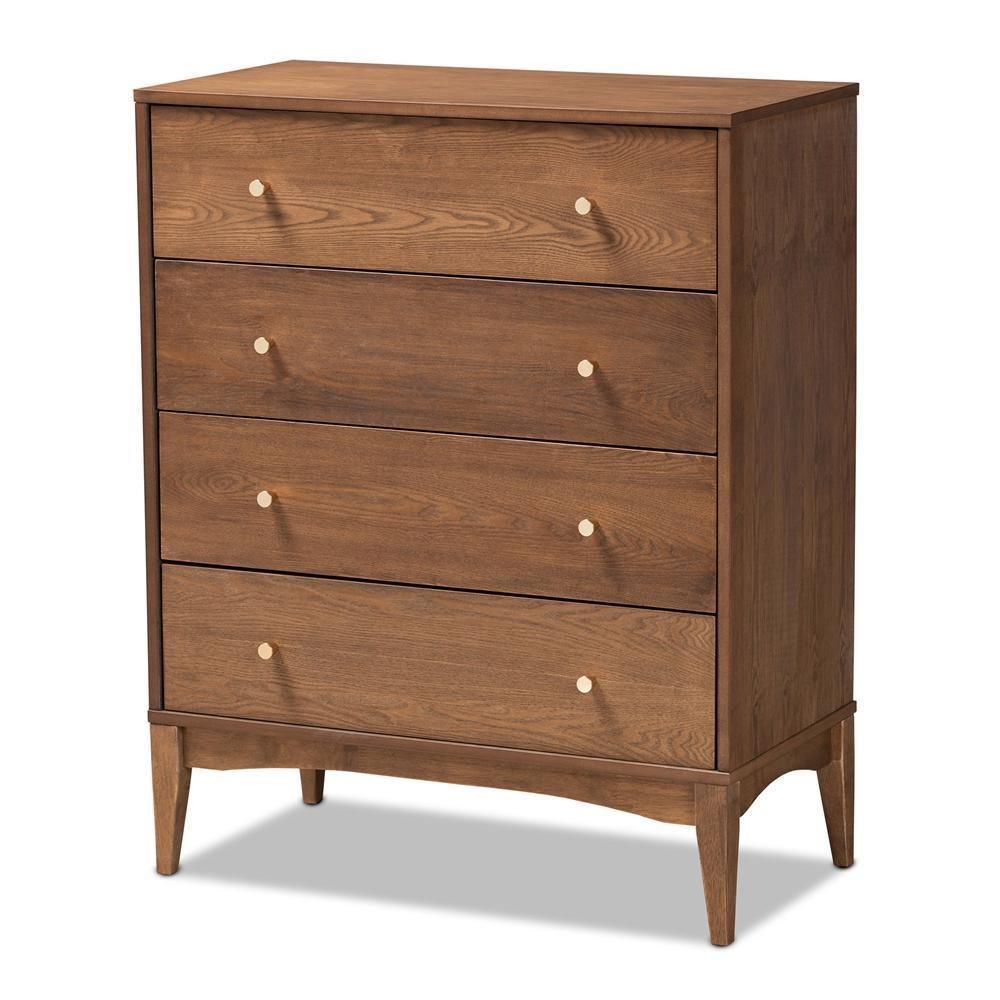 Landis Mid-Century Modern Ash Walnut Finished Wood 4-Drawer Chest FredCo