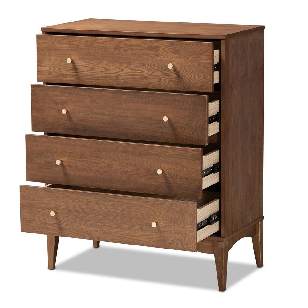 Landis Mid-Century Modern Ash Walnut Finished Wood 4-Drawer Chest FredCo