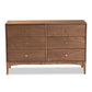 Landis Mid-Century Modern Ash Walnut Finished Wood 6-Drawer Dresser FredCo