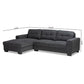 Langley Modern and Contemporary Dark Grey Fabric Upholstered Sectional Sofa with Left Facing Chaise FredCo