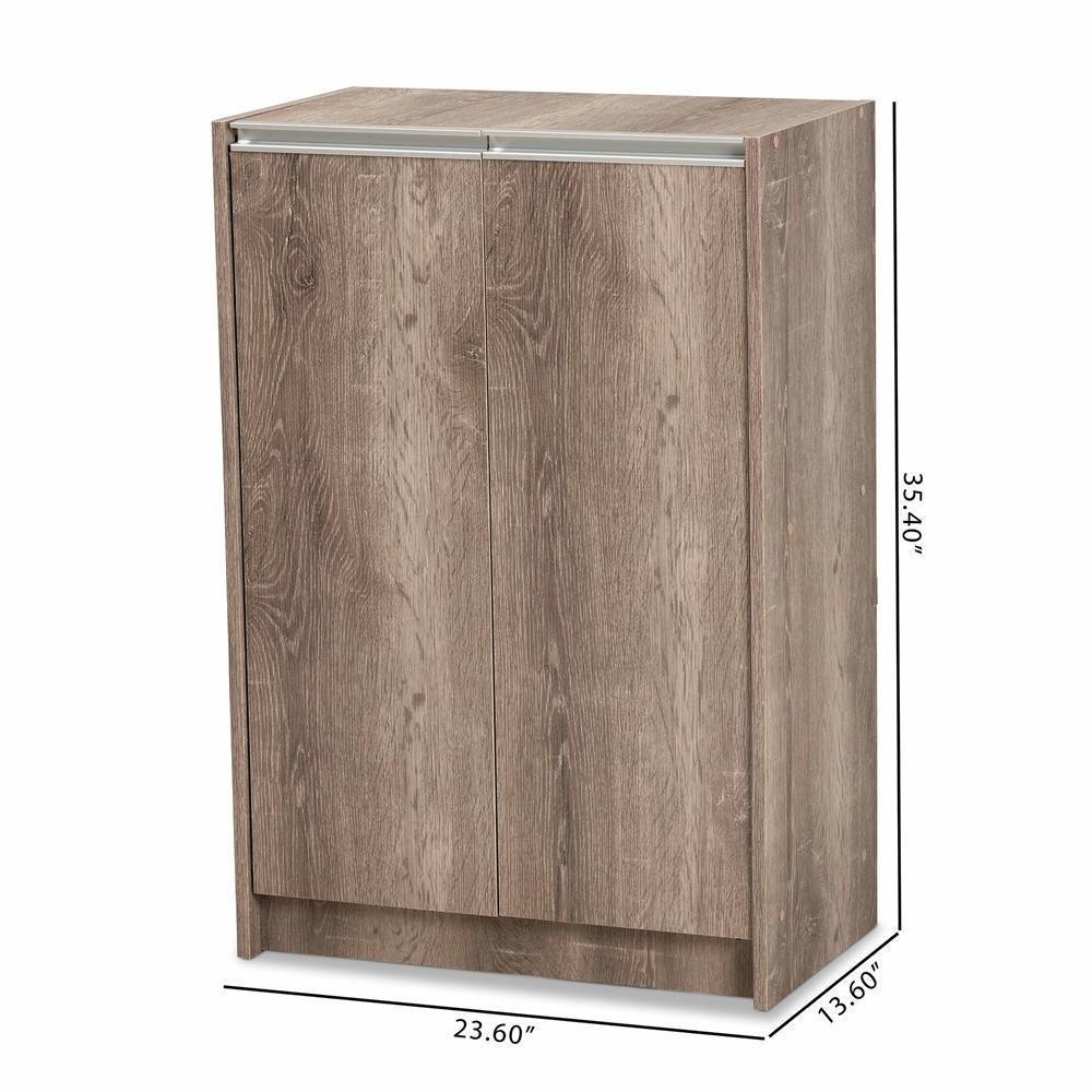 Langston Modern and Contemporary Weathered Oak Finished Wood 2-Door Shoe Cabinet FredCo