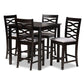 Lanier Modern and Contemporary Gray Fabric Upholstered Espresso Brown Finished 5-Piece Wood Pub Set FredCo