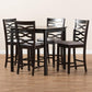 Lanier Modern and Contemporary Gray Fabric Upholstered Espresso Brown Finished 5-Piece Wood Pub Set FredCo
