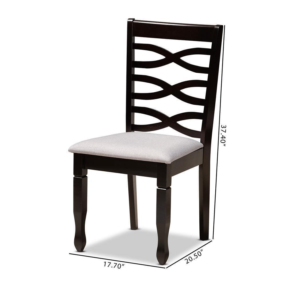 Lanier Modern and Contemporary Grey Fabric Upholstered Espresso Brown Finished Wood 2-Piece Dining Chair Set FredCo