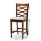 Lanier Modern and Contemporary Grey Fabric Upholstered Walnut Brown Finished 2-Piece Wood Counter Height Pub Chair Set FredCo